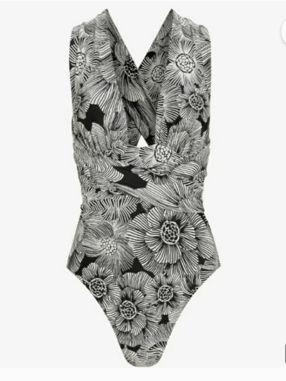 Express Black & White Floral Body Contour Convertible Swimsuit size XL